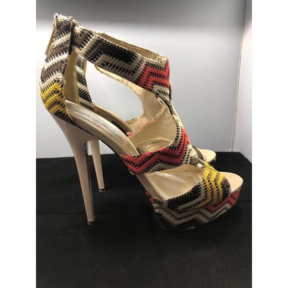 Woven Knit Anne Michelle Socialite Heels 9 - Picture 3 of 14